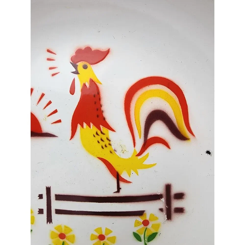 Graniteware Enamel Rustic Rooster 2 Handle Pan Decorative 10” x 1.5